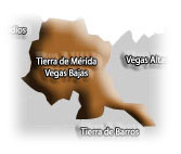 Mapa de la comarca Vegas Bajas - Tierras de Mrida