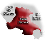 Mapa de la comarca de la Sierra Suroeste