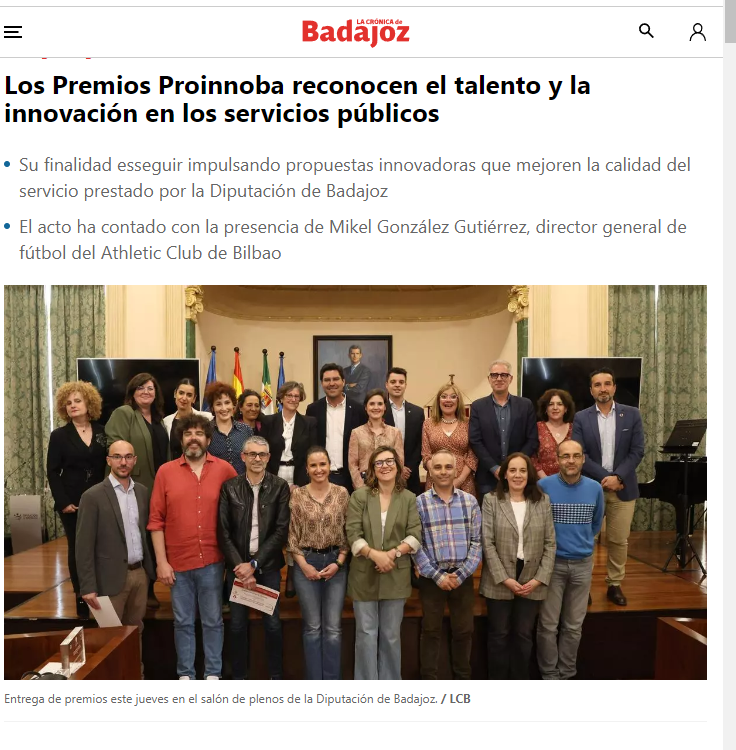 Noticia en Crónica Badajoz
