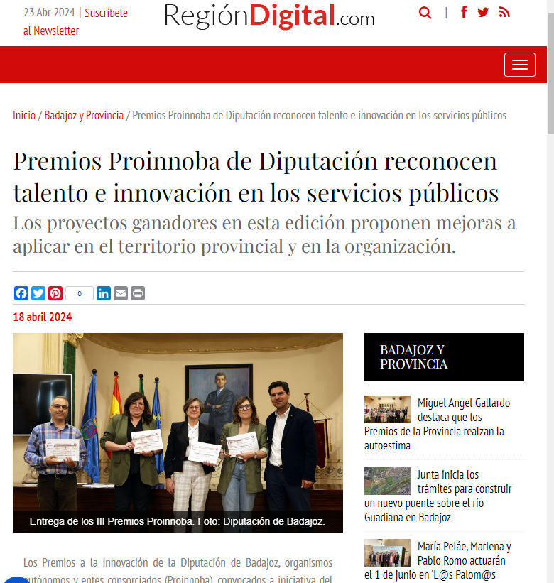 Noticia en Región Digital.com