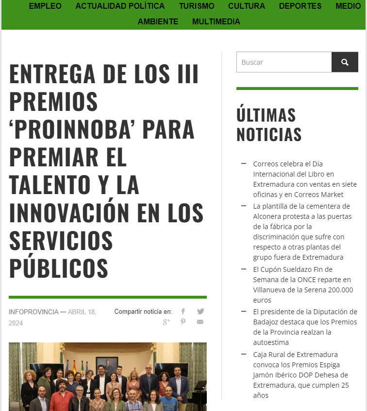 Noticia en Info Provincia