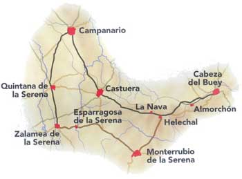 Foto: Mapa del partido judicial de Castuera